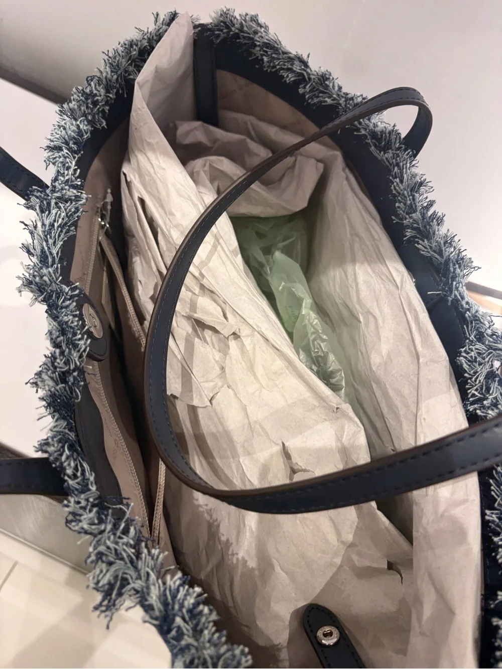 Michael Kors Avalon Medium Embellished Denim Convertible Tote Bag new with tag